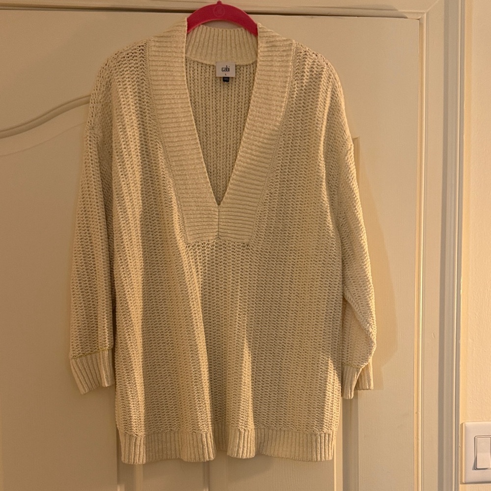 CAbi Cream V-Neck Sweater